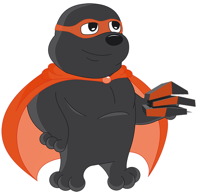 Der iseMOLE, das Maskottchen der isepos GmbH, hält das Logo von 3qualiD in seiner Hand