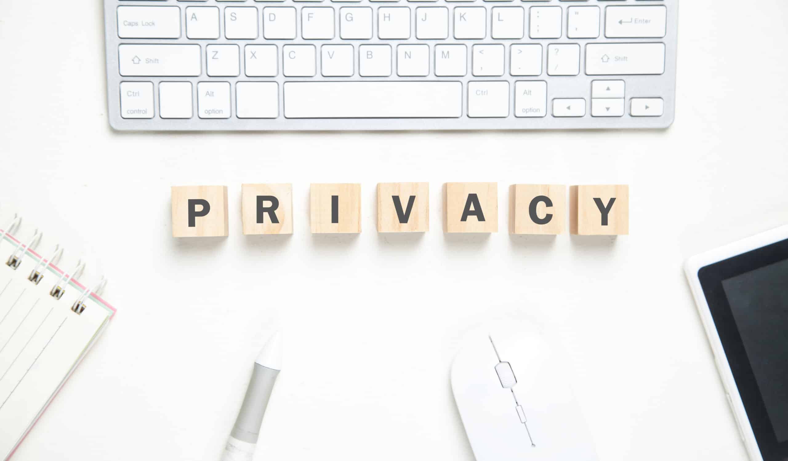 Privacy Word On Wooden Cubes. Business Desk